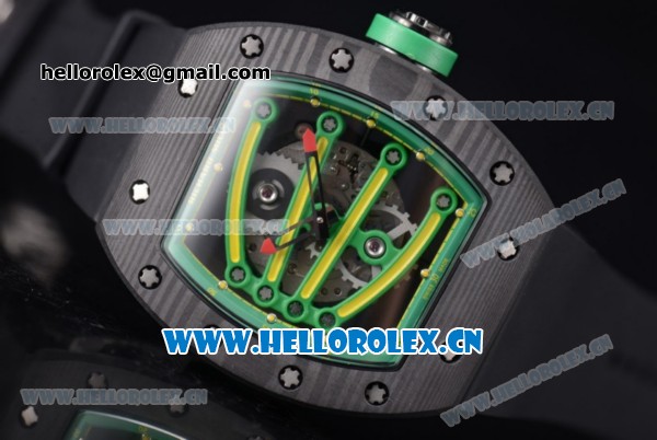 Richard Mille RM 59-01 Miyota 9015 Automatic PVD Case with Skeleton Dial Dot/Arabic Numeral Markers and Black Rubber Strap - Click Image to Close